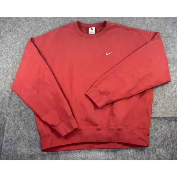 Nike Set Solo Swoosh Fleece Sweatshirt Sweatpants Canyon Rust Large - Picture 2 of 8